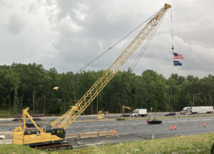 Construction equipment with flags